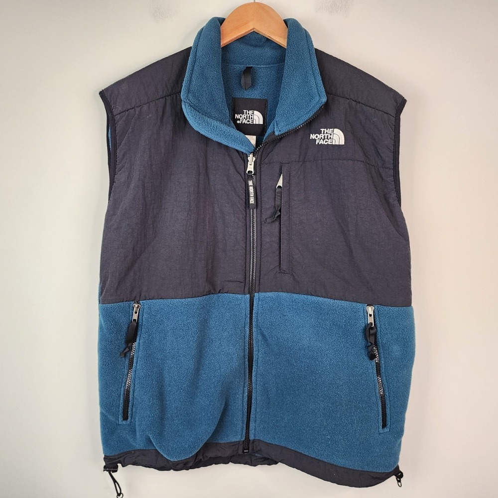 Vintage North Face Denali Fleece Vest Women's L Blue Black Full Zip Made in USA